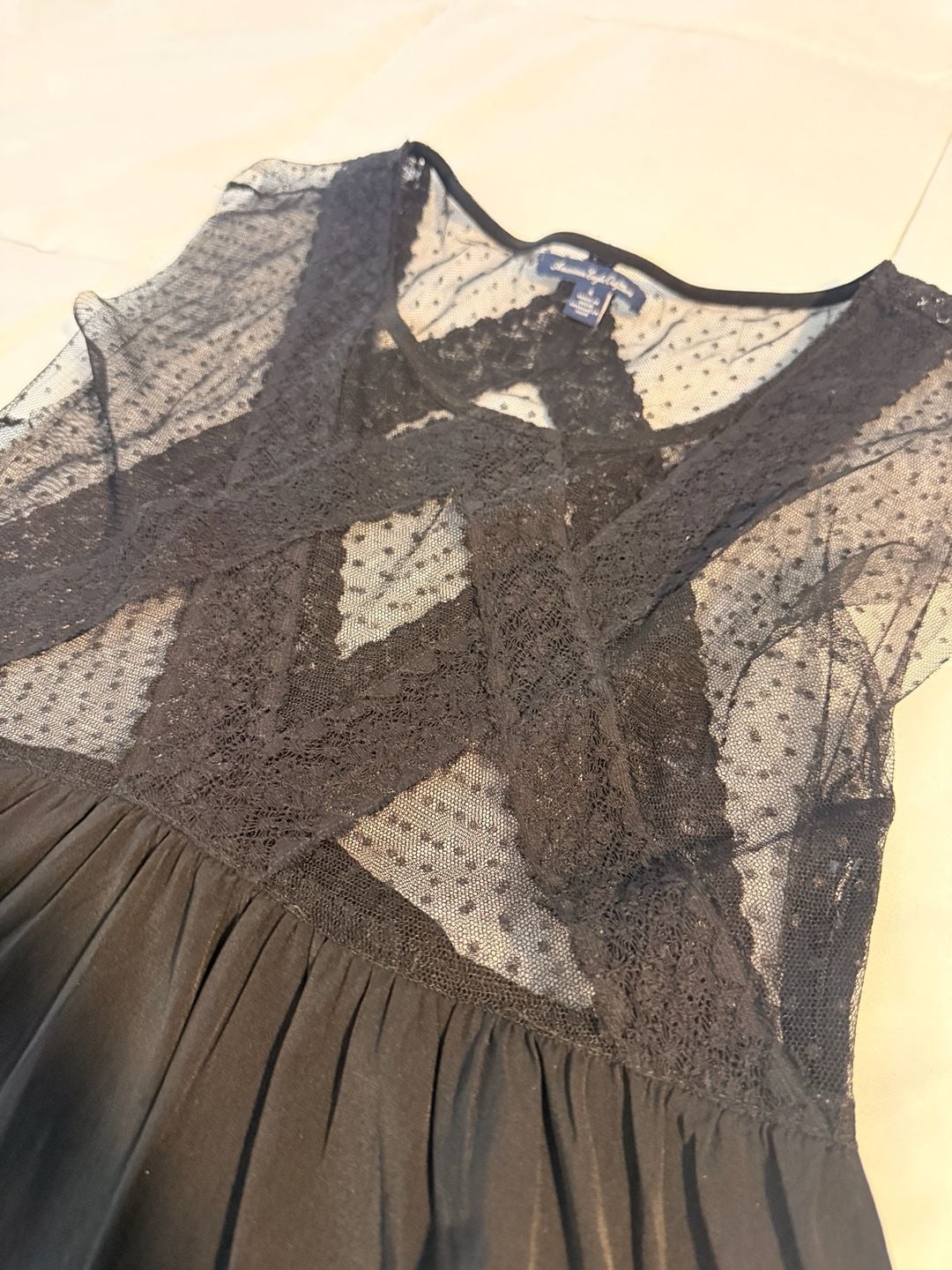 American Eagle Outfitters Dress Size 4 Black Mesh Lace Dot Mini 3