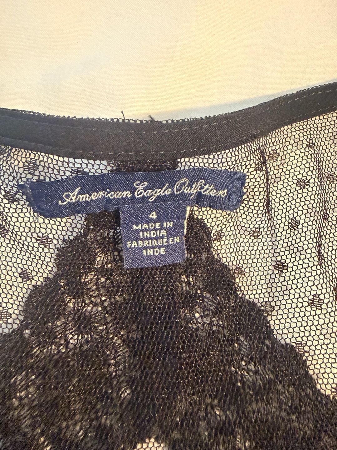 American Eagle Outfitters Dress Size 4 Black Mesh Lace Dot Mini 4