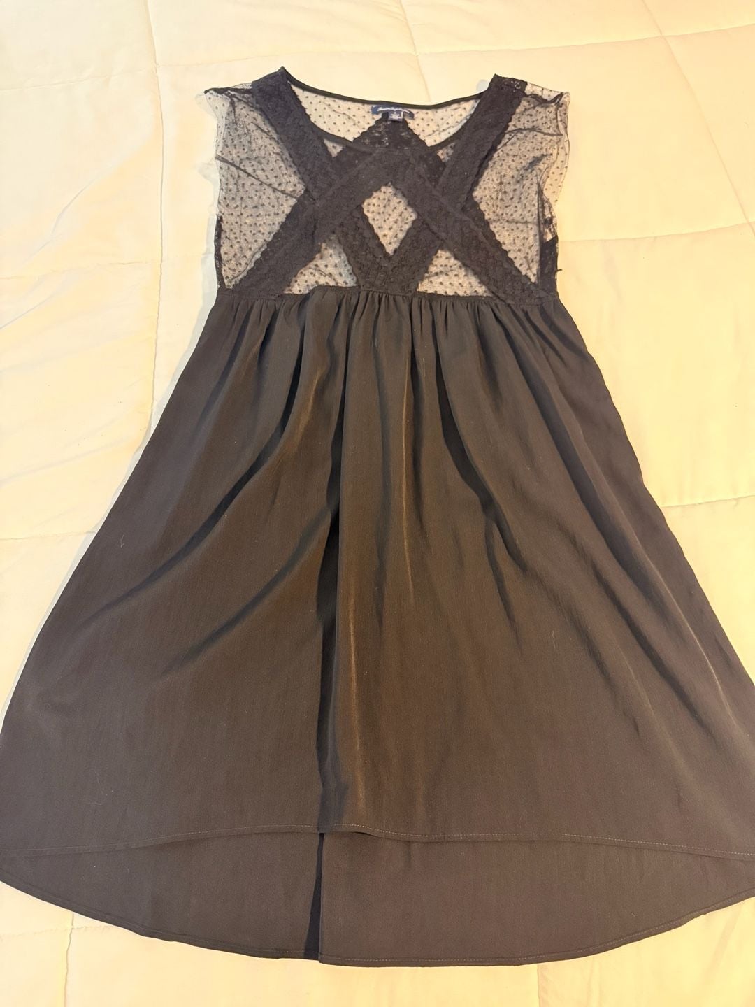 American Eagle Outfitters Dress Size 4 Black Mesh Lace Dot Mini 8