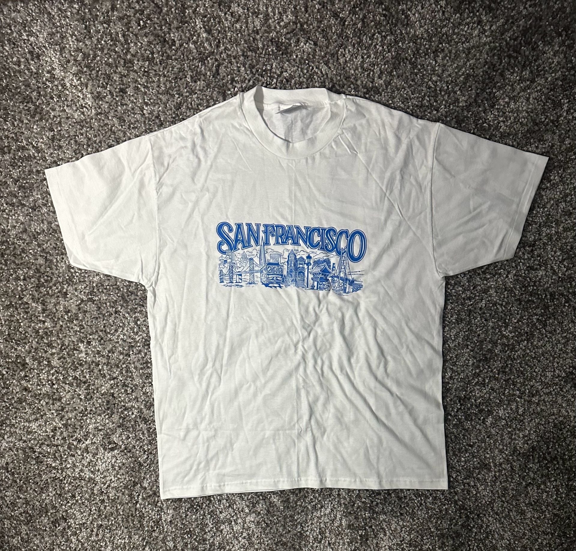 Hanes Beefy-T San Francisco Skyline T-Shirt Adult XL White Cotton 2
