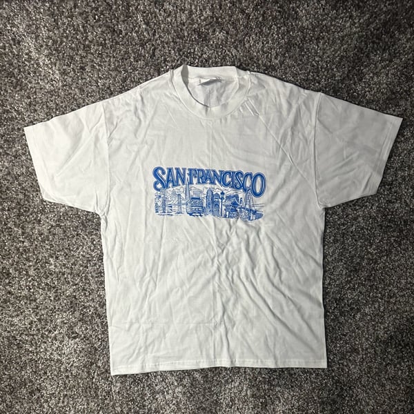 Hanes Beefy-T San Francisco Skyline T-Shirt Adult XL White Cotton