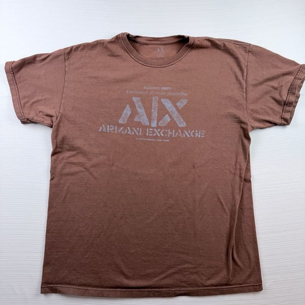 Armani Exchange Graphic Logo T-Shirt Size L Brown Cotton Vintage 90s