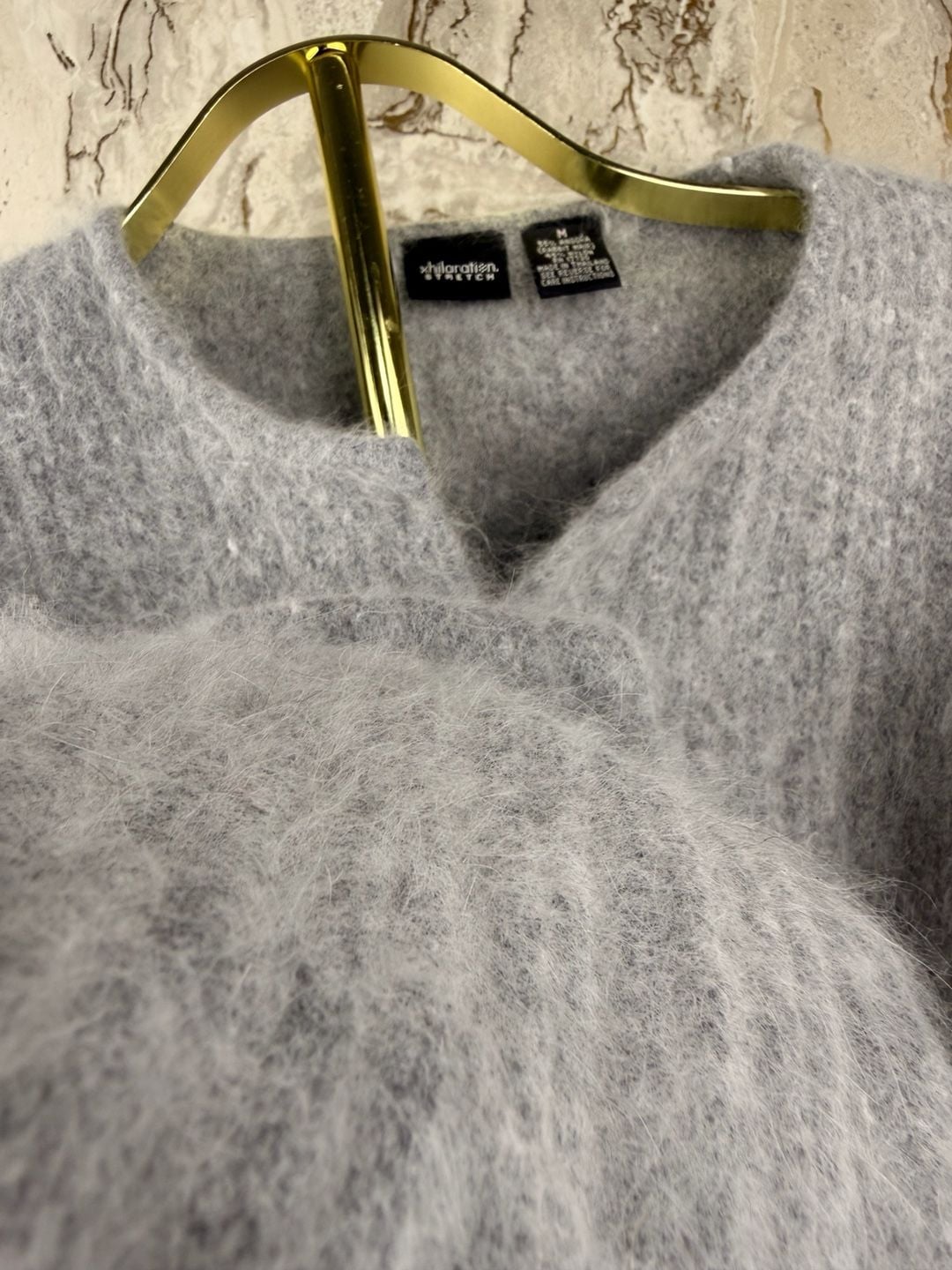 Xhilaration Angora Cardigan Sweater Size M Grey Fuzzy Button Front 5