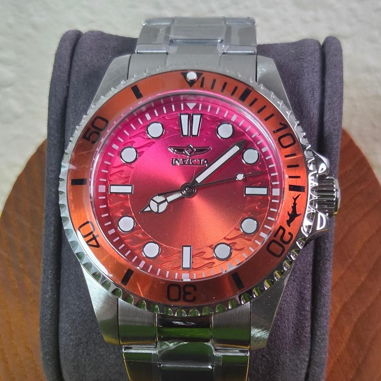 Invicta Pro Diver 43mm Red Orange Gradient Dial Steel Watch 2