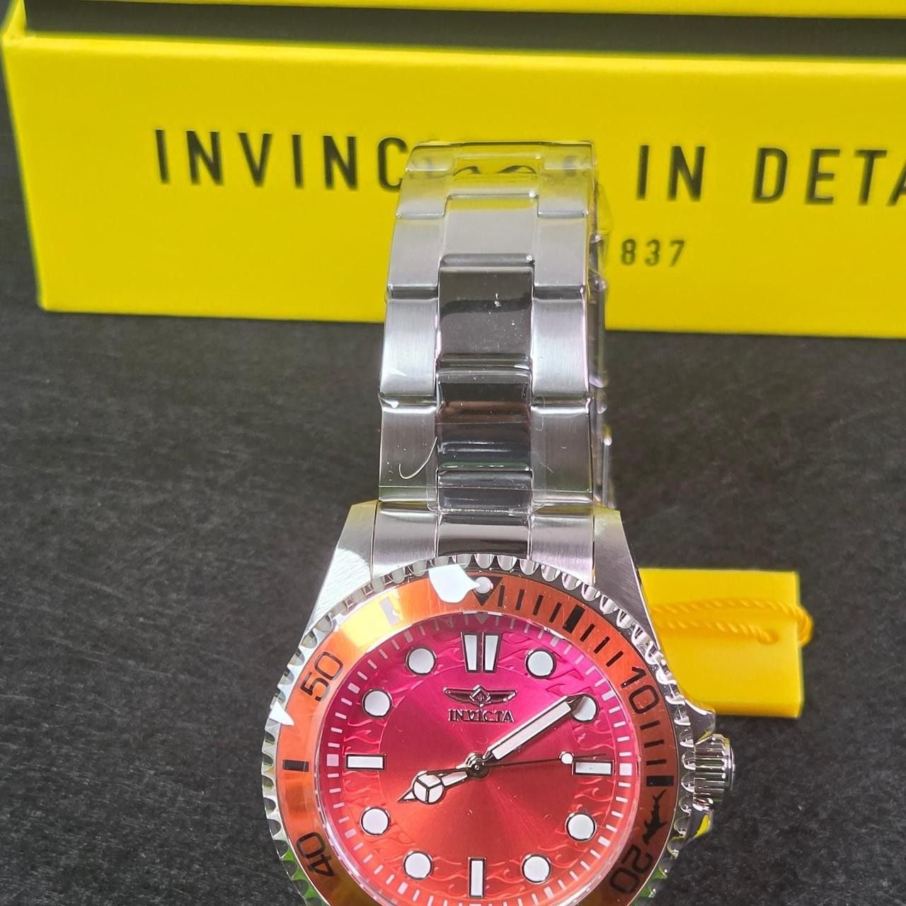 Invicta Pro Diver 43mm Red Orange Gradient Dial Steel Watch 7