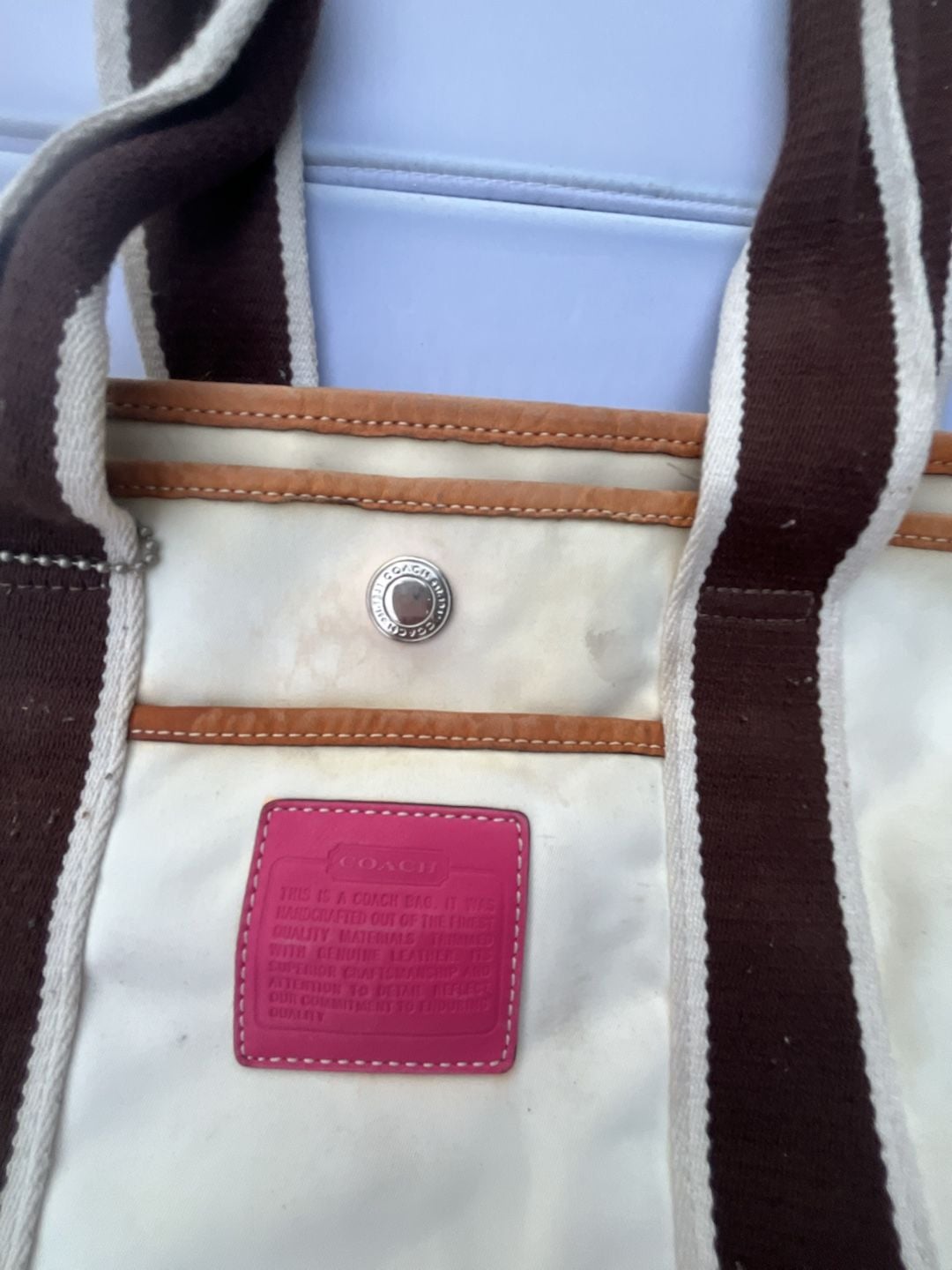 Coach Hamptons Reversible Signature Tote Bag Ivory Pink Y2K b1 3