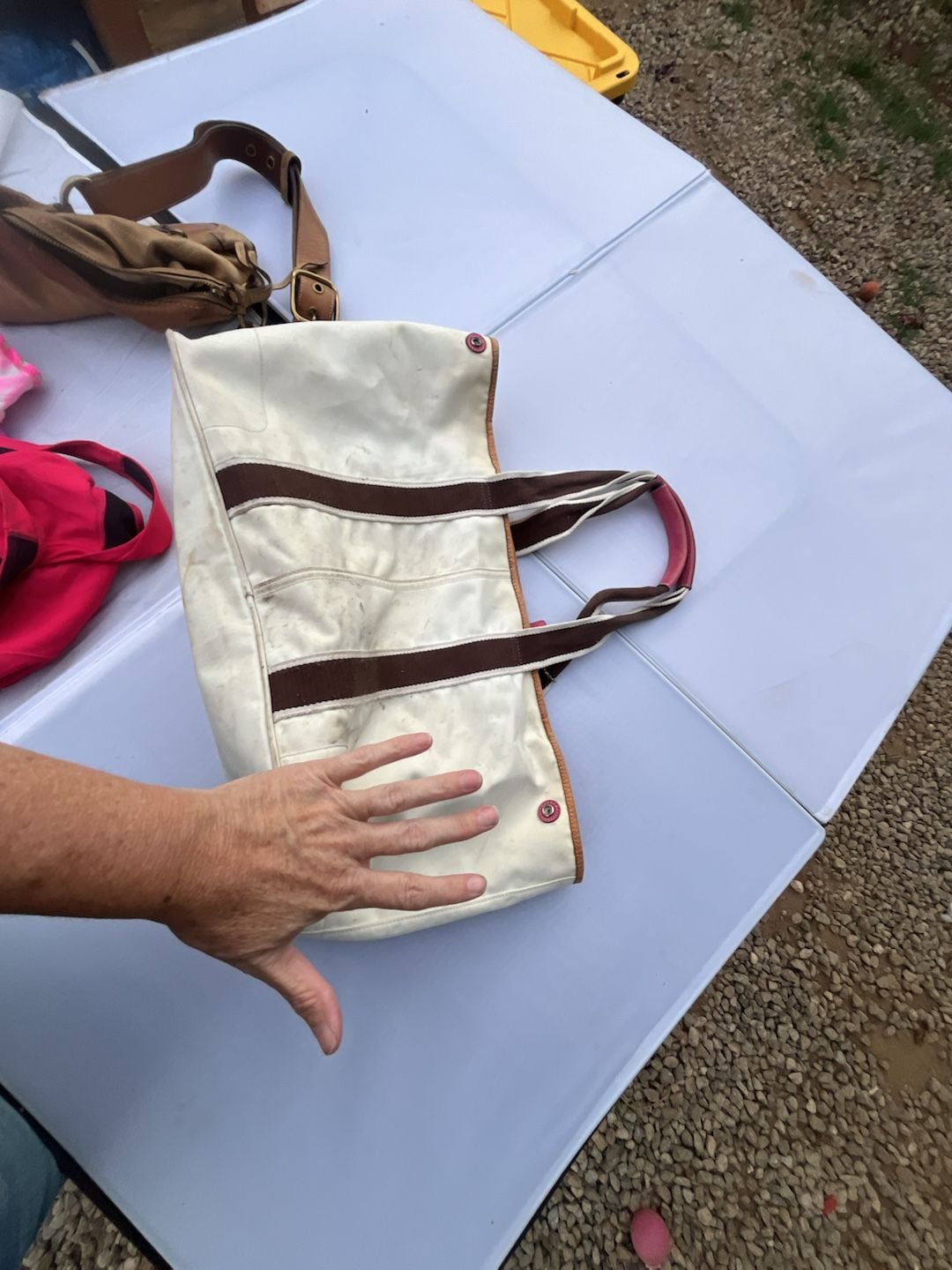 Coach Hamptons Reversible Signature Tote Bag Ivory Pink Y2K b1 5
