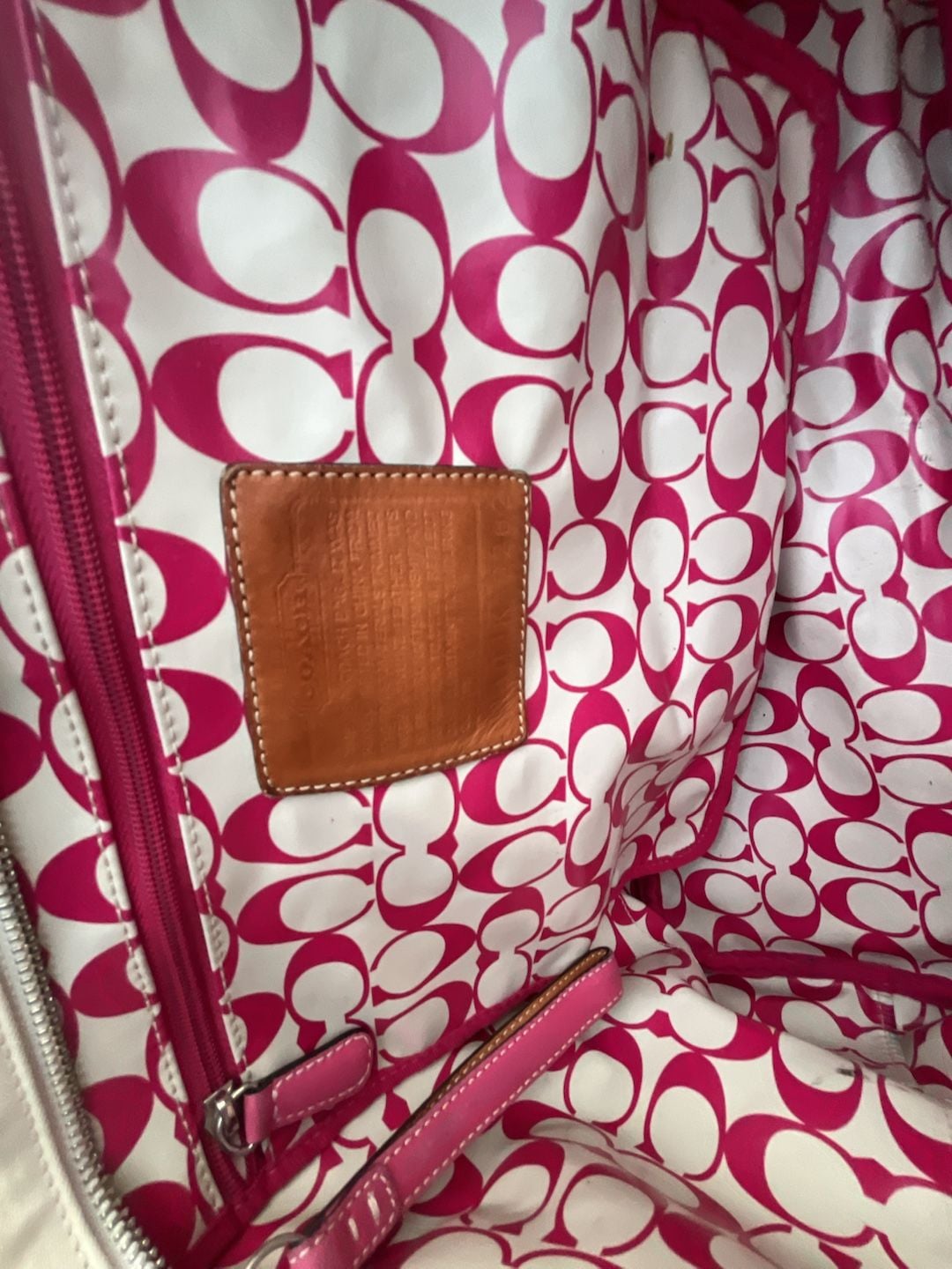 Coach Hamptons Reversible Signature Tote Bag Ivory Pink Y2K b1 6
