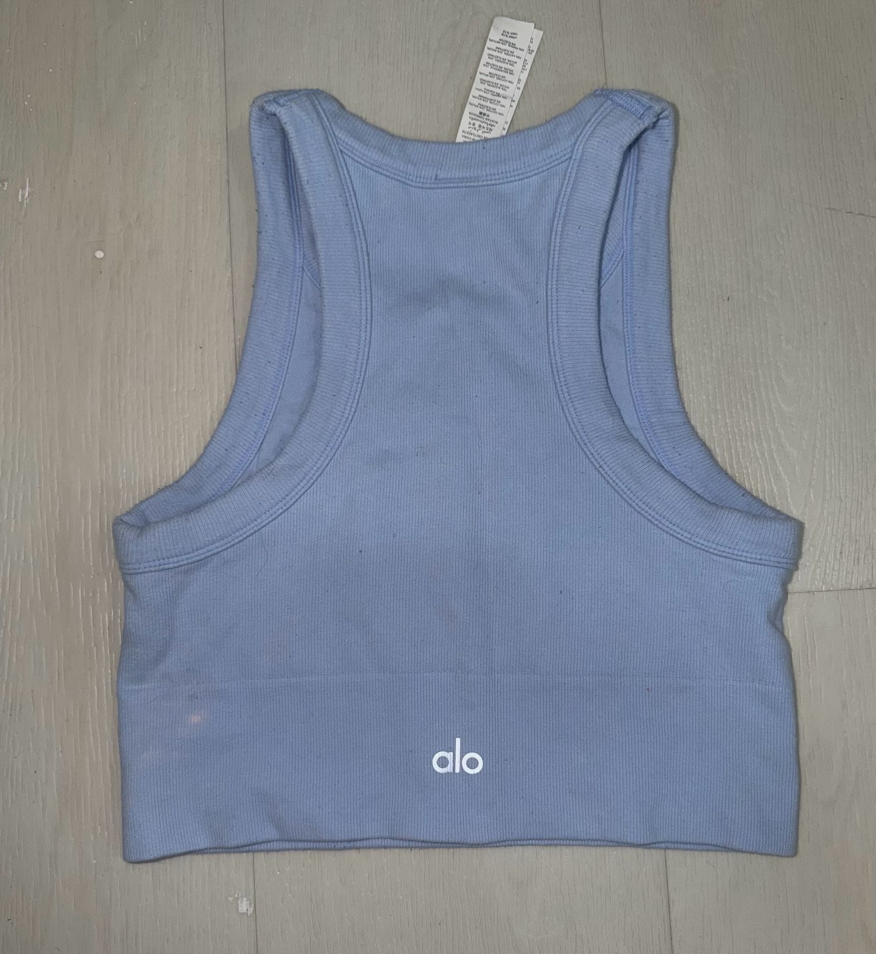 Alo Yoga Seamless Delight High Neck Bra Size S Blue 3
