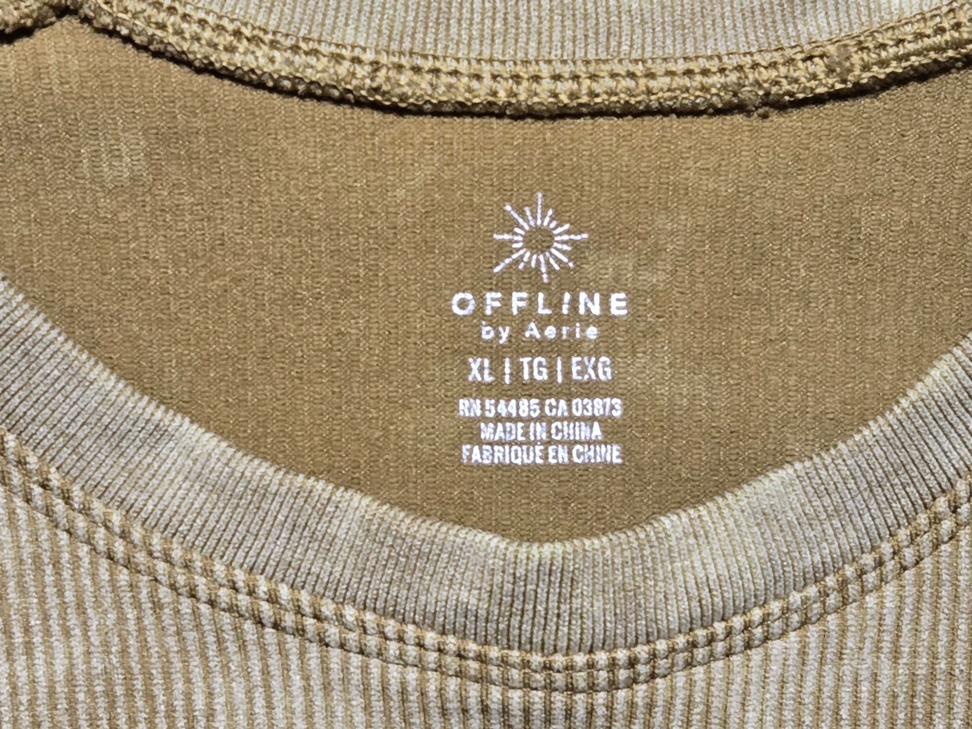 Offline By Aerie Long Sleeve Crop Top Size XL Gold / Tan Seamless 3