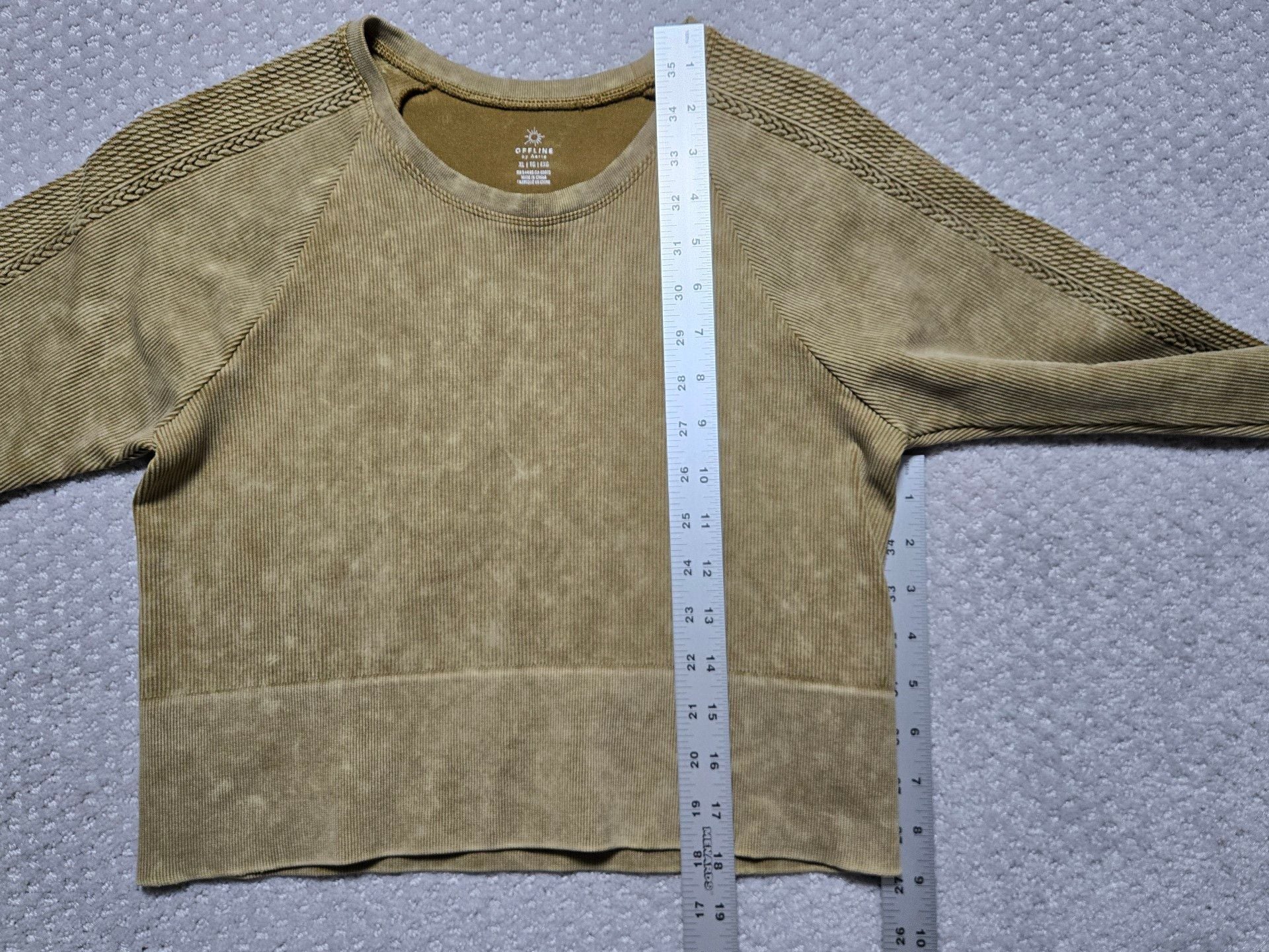 Offline By Aerie Long Sleeve Crop Top Size XL Gold / Tan Seamless 5