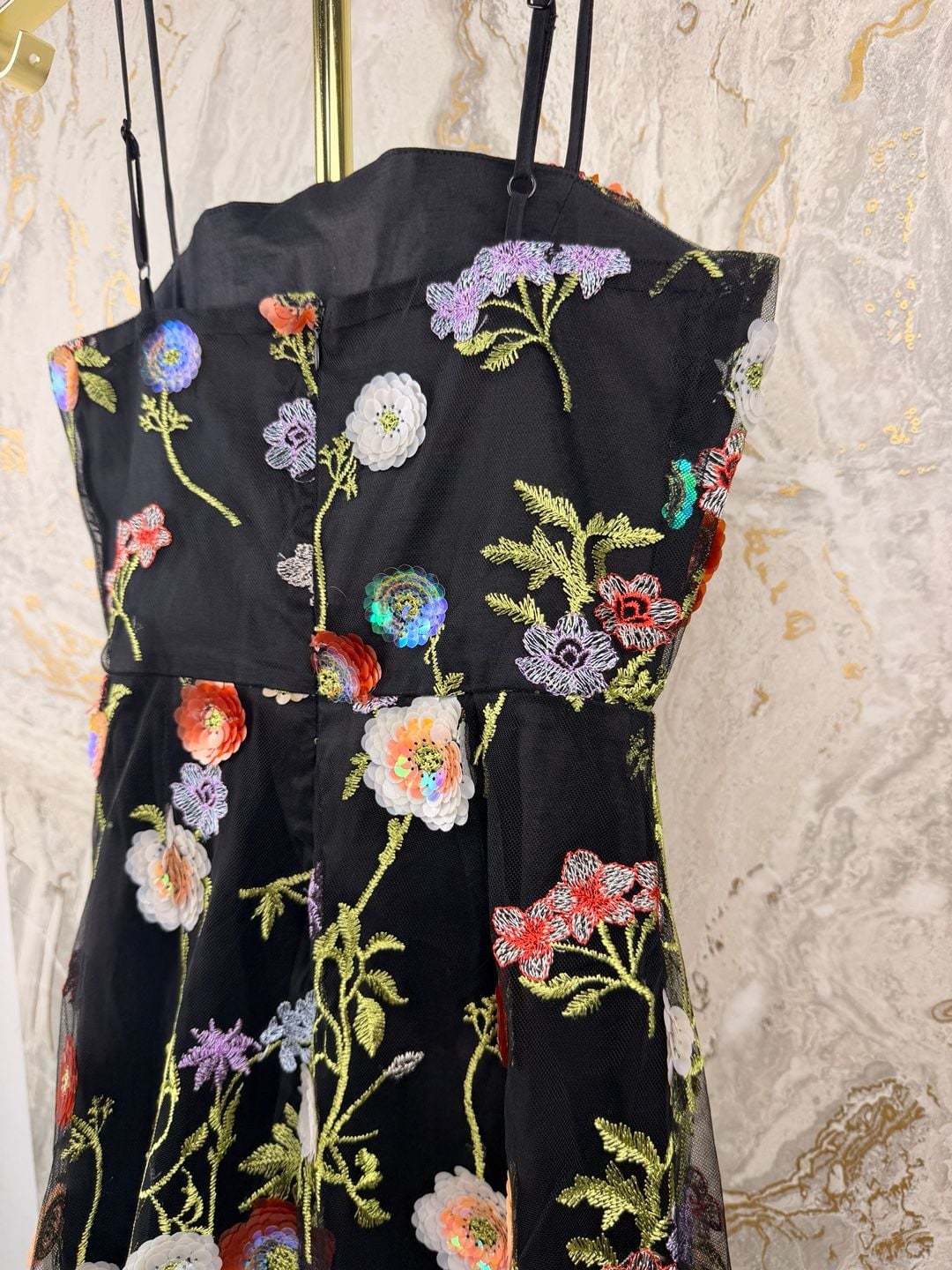 Lulus Blooming Aesthetic Black Floral Embroidered Sequin Mini Dress Size S 9