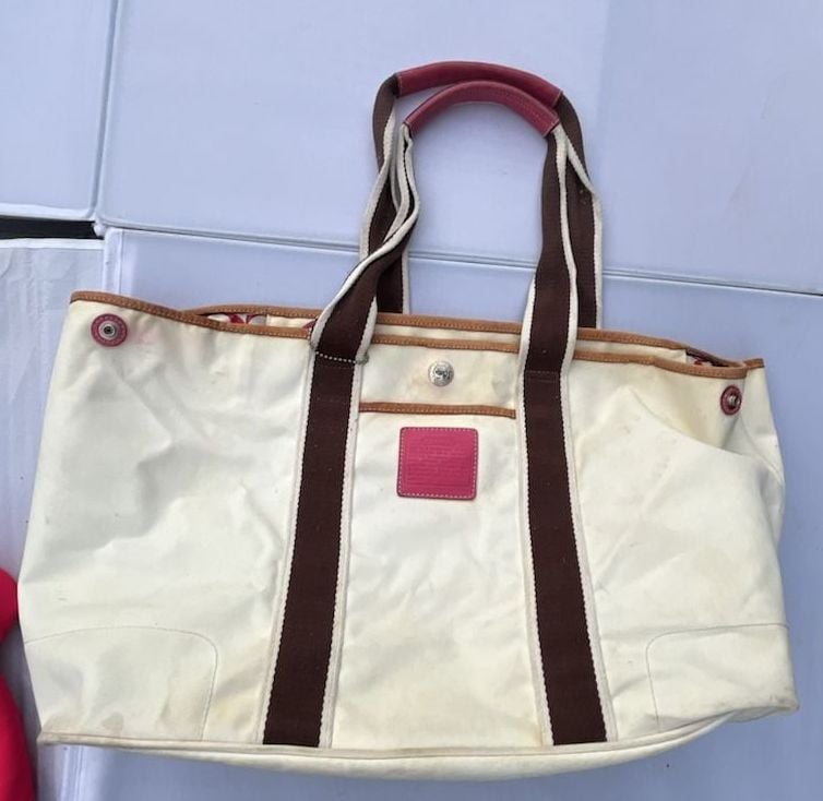 Coach Hamptons Reversible Signature Tote Bag Ivory Pink Y2K b1 2