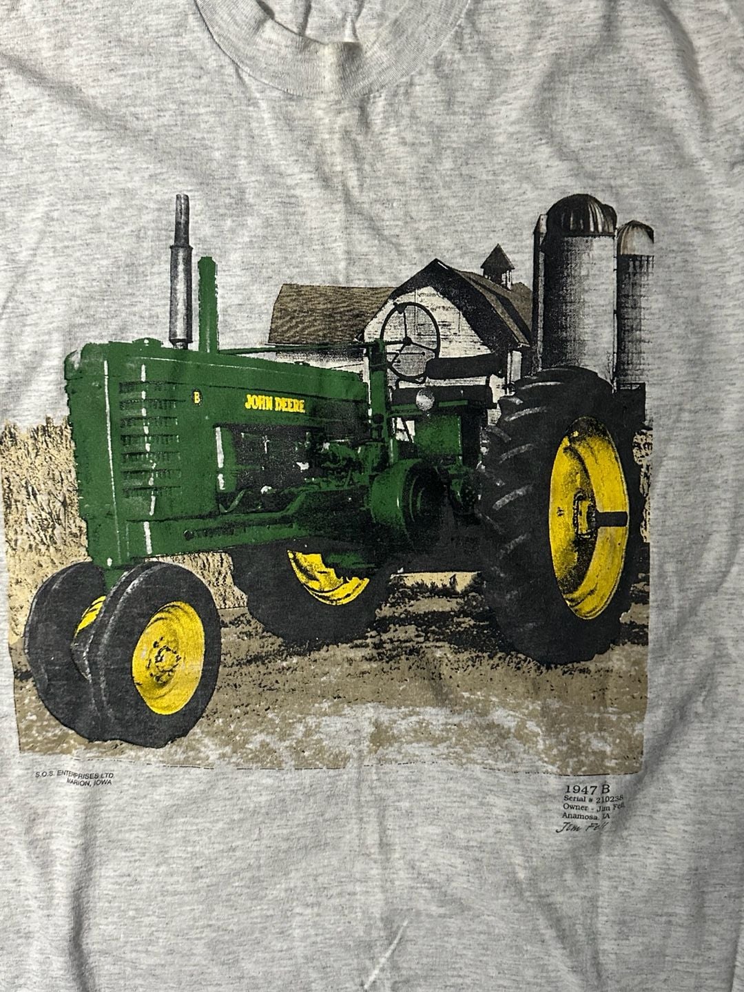 John Deere Vintage 1947 B Tractor Graphic T-Shirt Gray 5