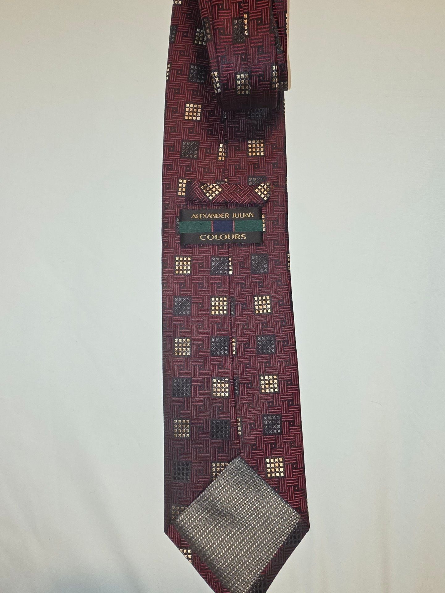 Alexander Julian Colours Necktie Maroon Geometric Silk 1
