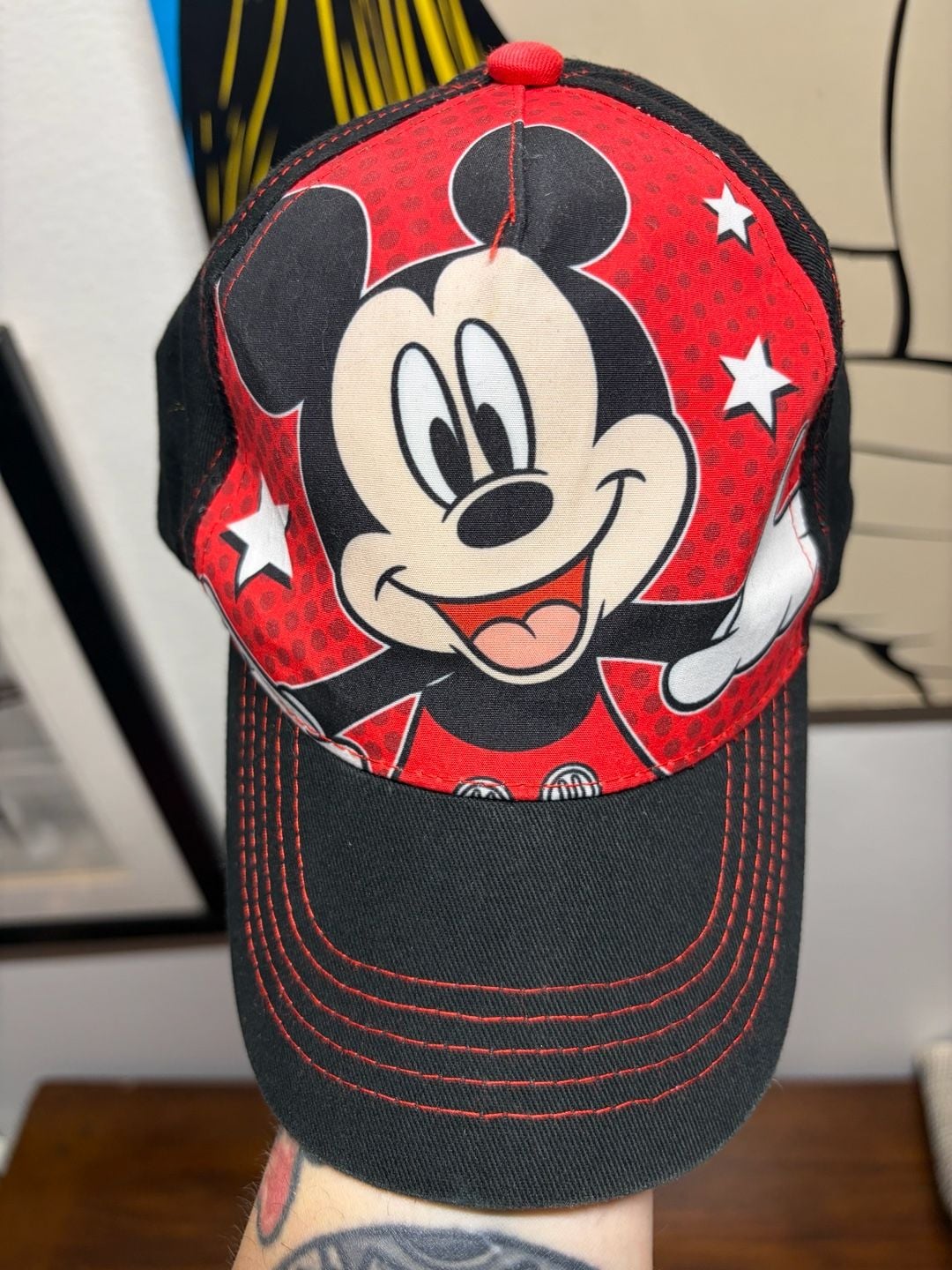 Disney Mickey Mouse Graphic Snapback Hat Red Black Youth OSFM 1