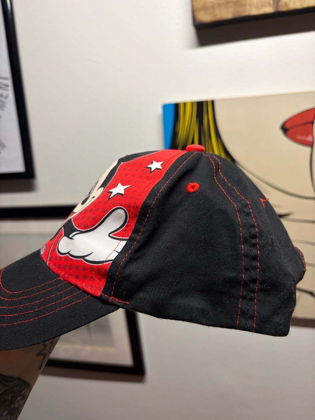 Disney Mickey Mouse Graphic Snapback Hat Red Black Youth OSFM 4