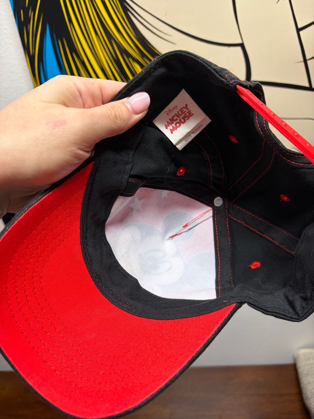 Disney Mickey Mouse Graphic Snapback Hat Red Black Youth OSFM 5