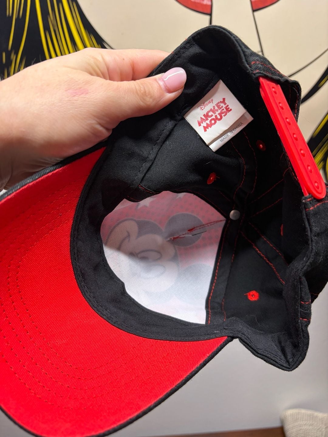 Disney Mickey Mouse Graphic Snapback Hat Red Black Youth OSFM 6