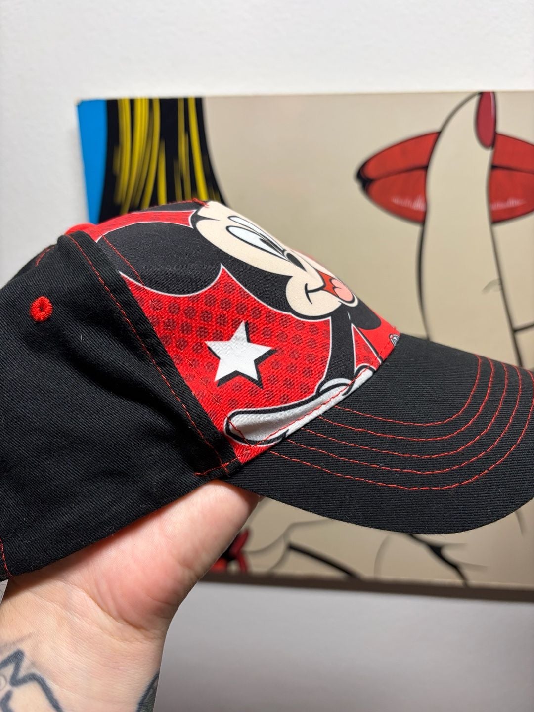 Disney Mickey Mouse Graphic Snapback Hat Red Black Youth OSFM 7