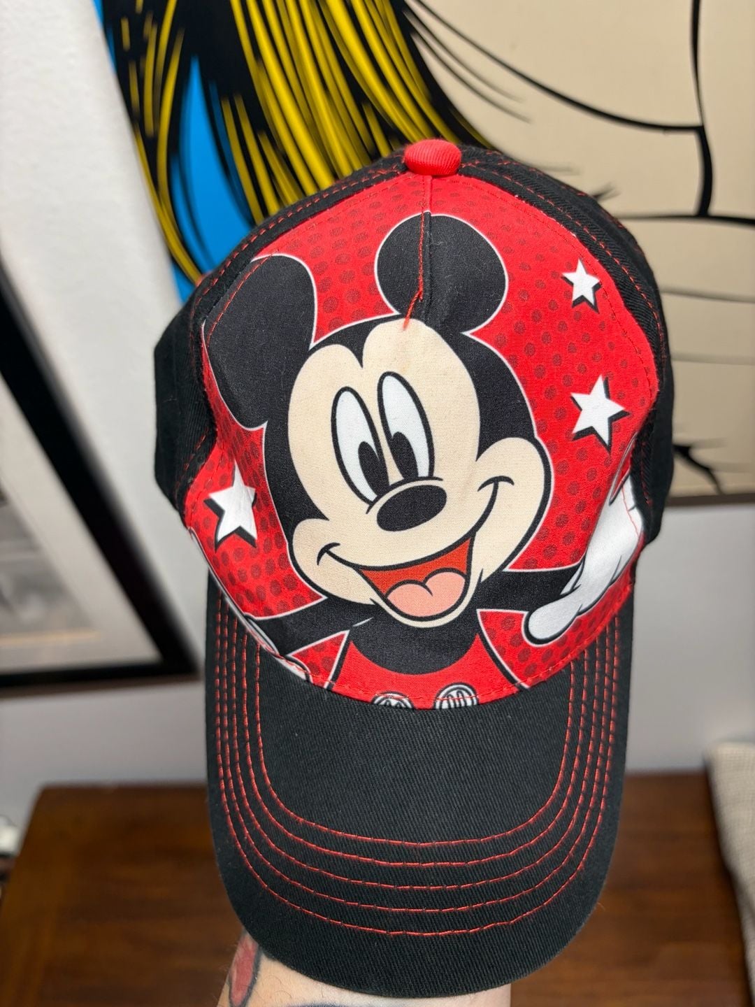 Disney Mickey Mouse Graphic Snapback Hat Red Black Youth OSFM 8