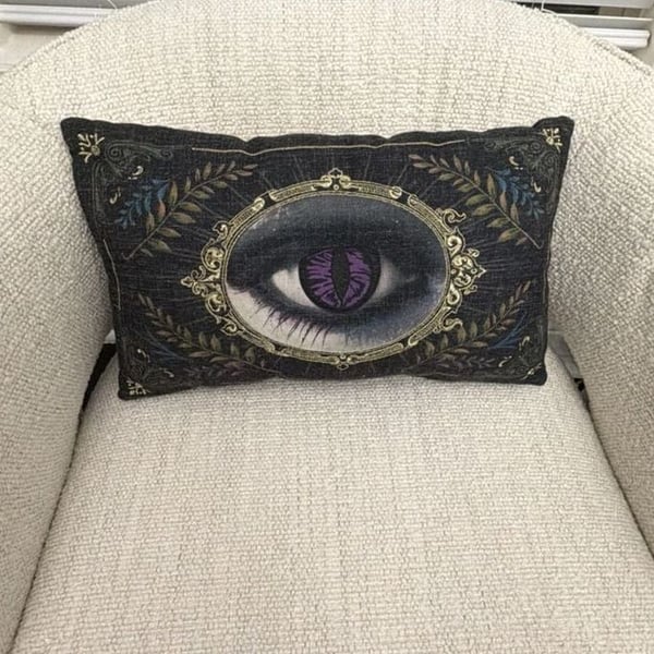 Grimoire & Goblet Woven Tapestry Eye Pillow 16x9 Purple Victorian Gothic