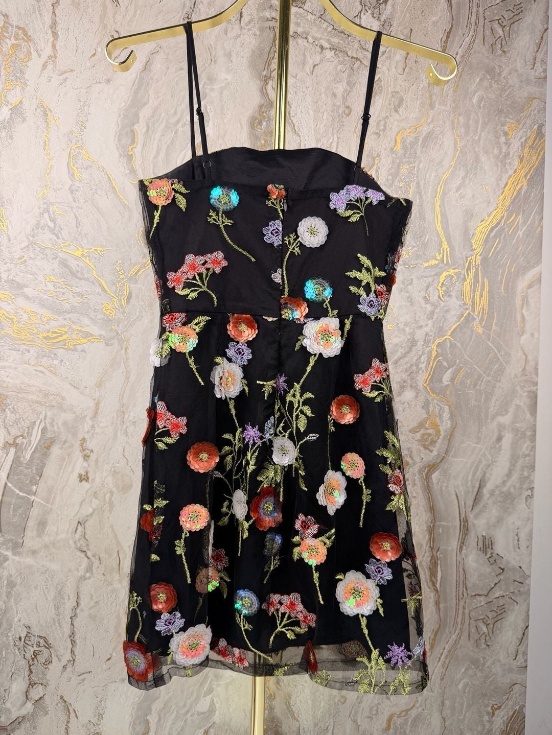 Lulus Blooming Aesthetic Black Floral Embroidered Sequin Mini Dress Size S 7