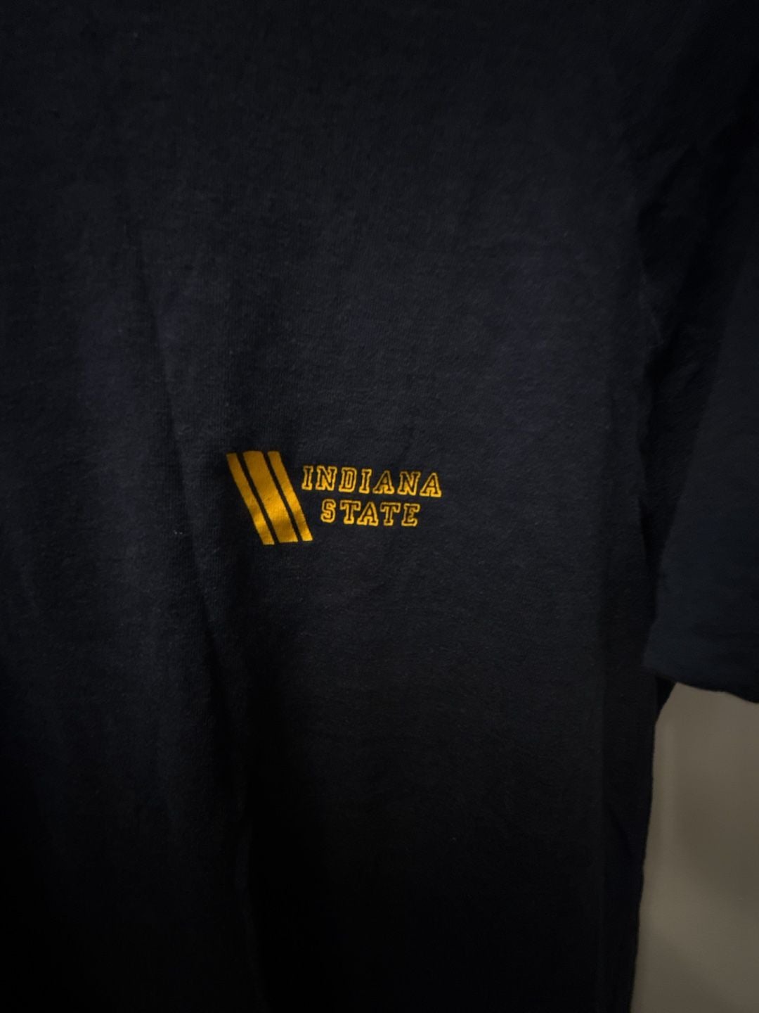 Champion Indiana State Ringer T-Shirt Size Large Vintage Navy Yellow 3