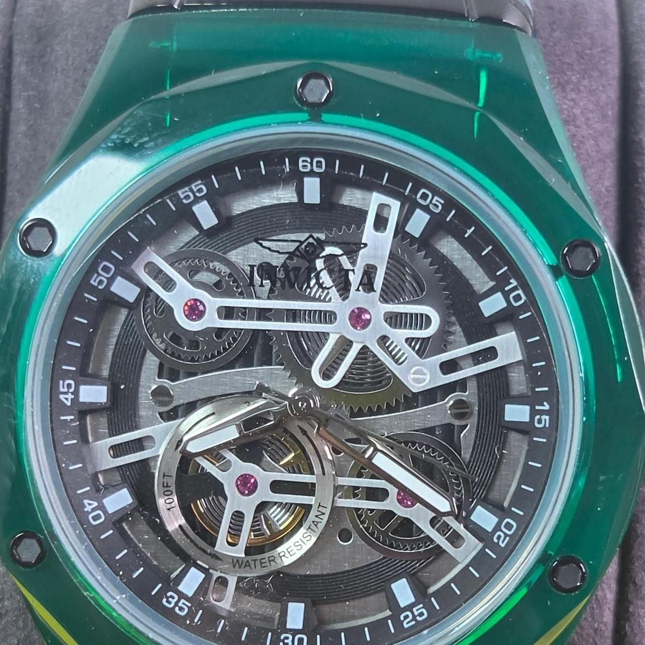 Invicta Speedway Skeleton Green Crystal Transparent Dial Watch 51117 2