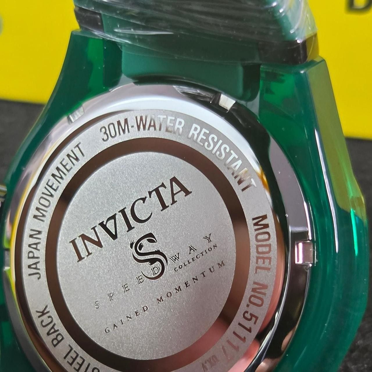 Invicta Speedway Skeleton Green Crystal Transparent Dial Watch 51117 3