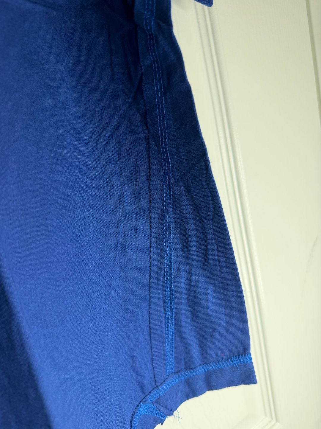 Zenana Henley Shirt Size L Royal Blue Short Sleeve Button Top 4