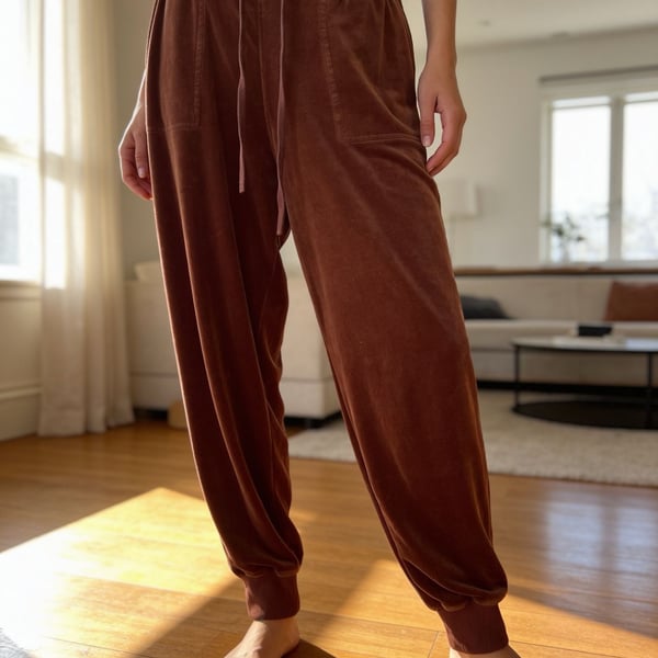 Jane And Delancey Rust Velvet Joggers Brown Large