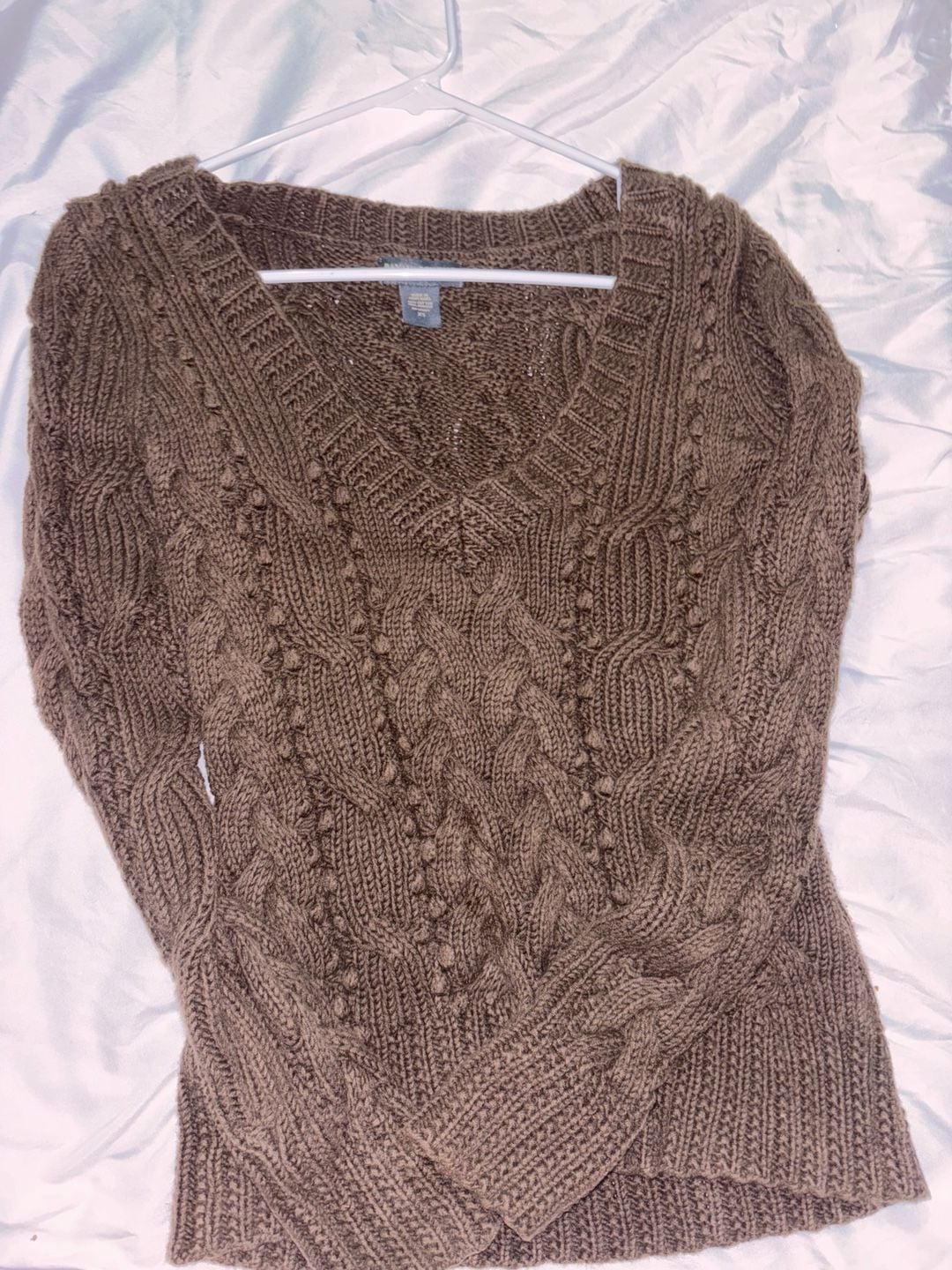 Banana Republic Cable Knit V-Neck Sweater Size XS Brown 3