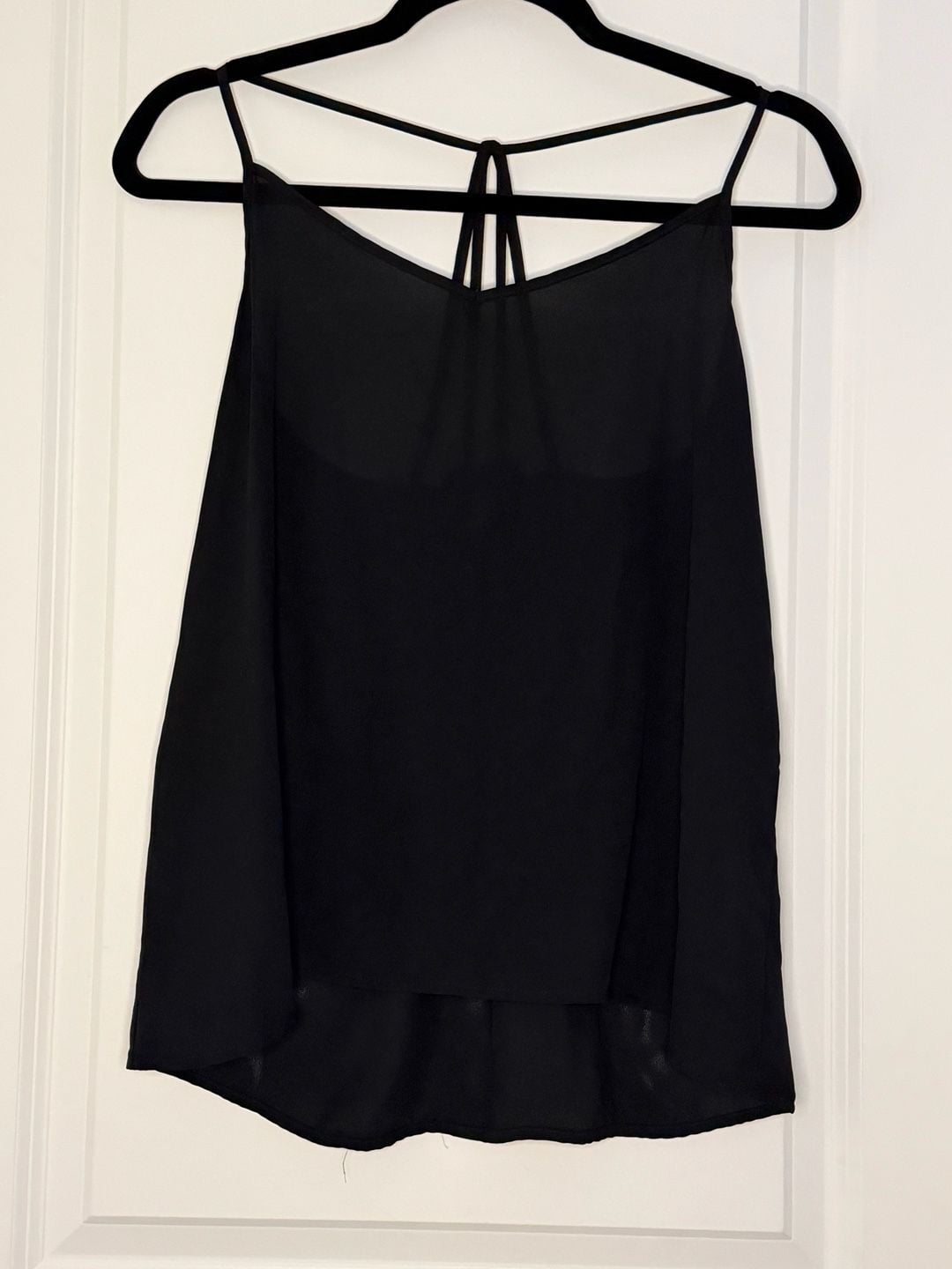 Abercrombie & Fitch Tank Top Size M Black Chiffon Strappy Back 2