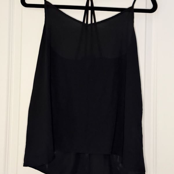 Abercrombie & Fitch Tank Top Size M Black Chiffon Strappy Back