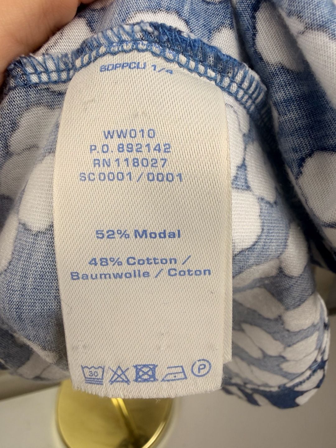 Boden Phoebe Dress Size US 8 tall Blue White Floral Print Jersey Midi 5