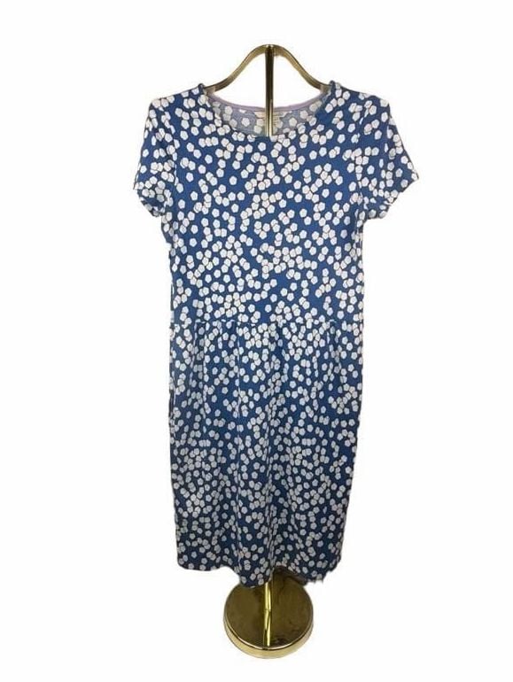 Boden Phoebe Dress Size US 8 tall Blue White Floral Print Jersey Midi 2