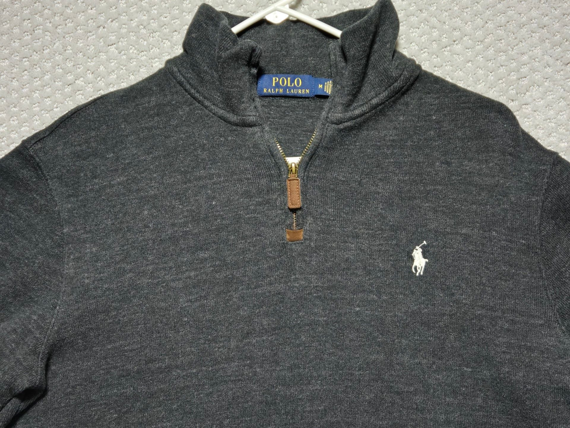Polo Ralph Lauren 1/4 Zip Pullover Sweater Size M Dark Gray 2