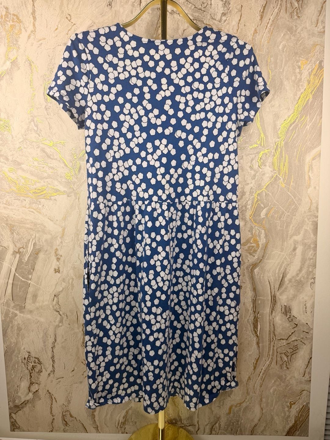 Boden Phoebe Dress Size US 8 tall Blue White Floral Print Jersey Midi 8