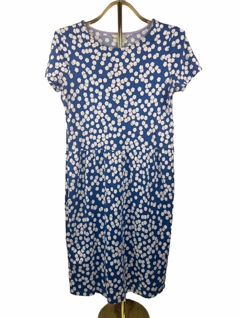Boden Phoebe Dress Size US 8 tall Blue White Floral Print Jersey Midi 6