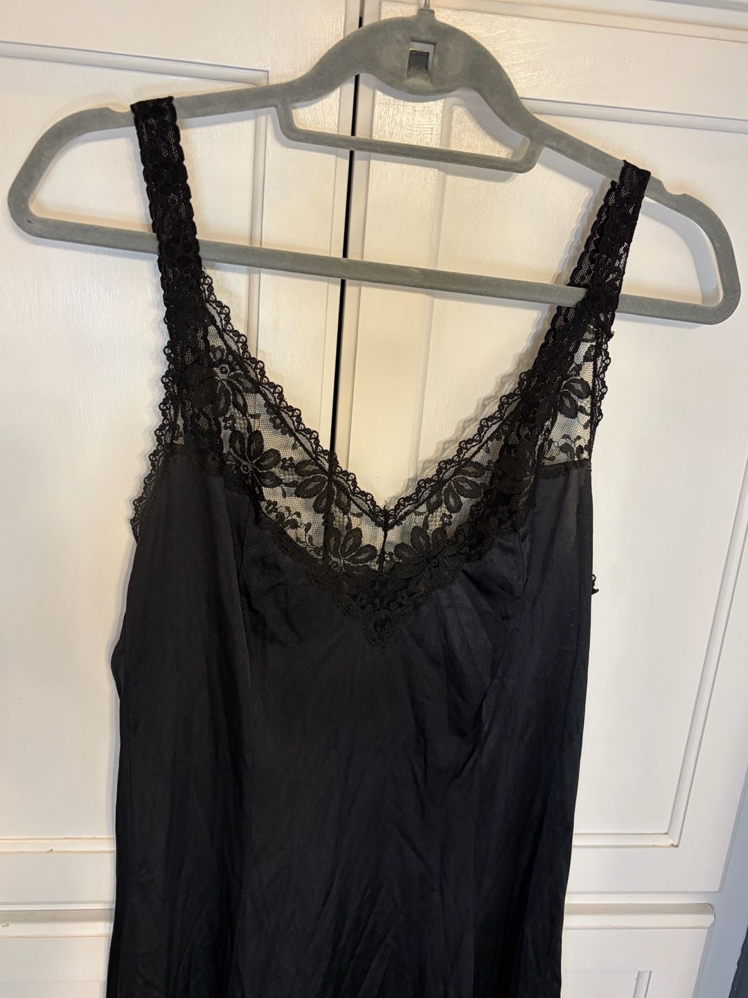 Vintage 80s Maidenform Black Lace Slip Dress Nightgown Lingerie Size 36 USA 5