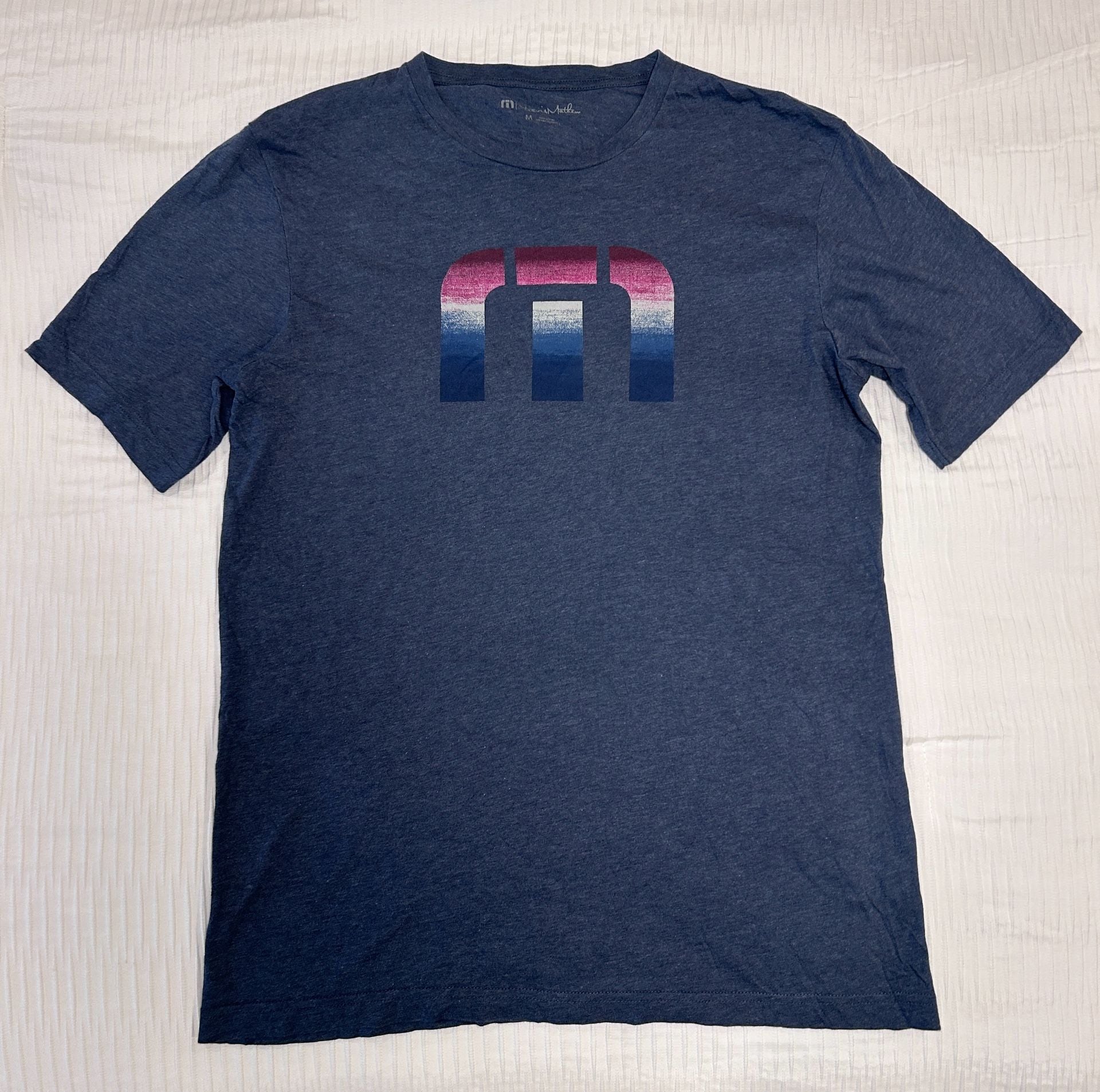 TravisMathew Sea Glass Tee Size M Blue Pima Cotton Graphic T-Shirt 3