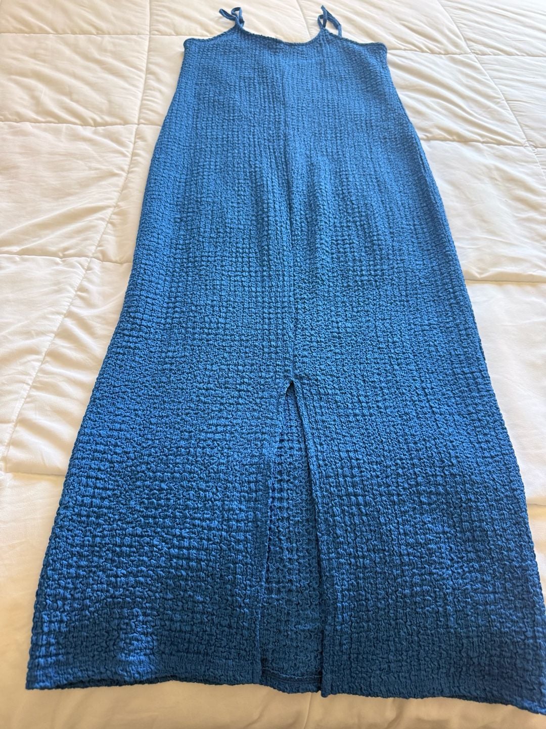 H&M Textured Jersey Midi Dress Size M Blue 4
