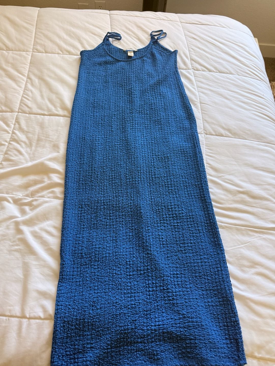 H&M Textured Jersey Midi Dress Size M Blue 6