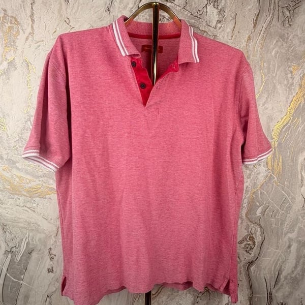 Christian Lacroix mens Polo Shirt Size L Pink Cotton Short Sleeve Designer