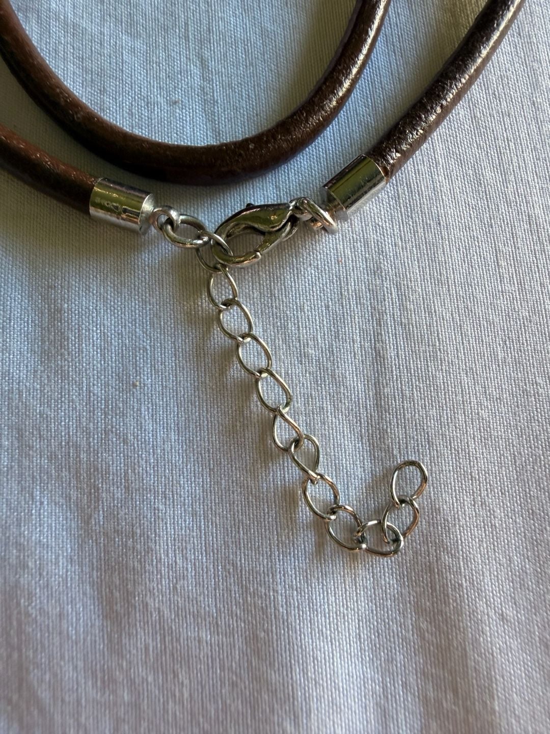 Premier Designs Brown Leather Cord Necklace Silver 3
