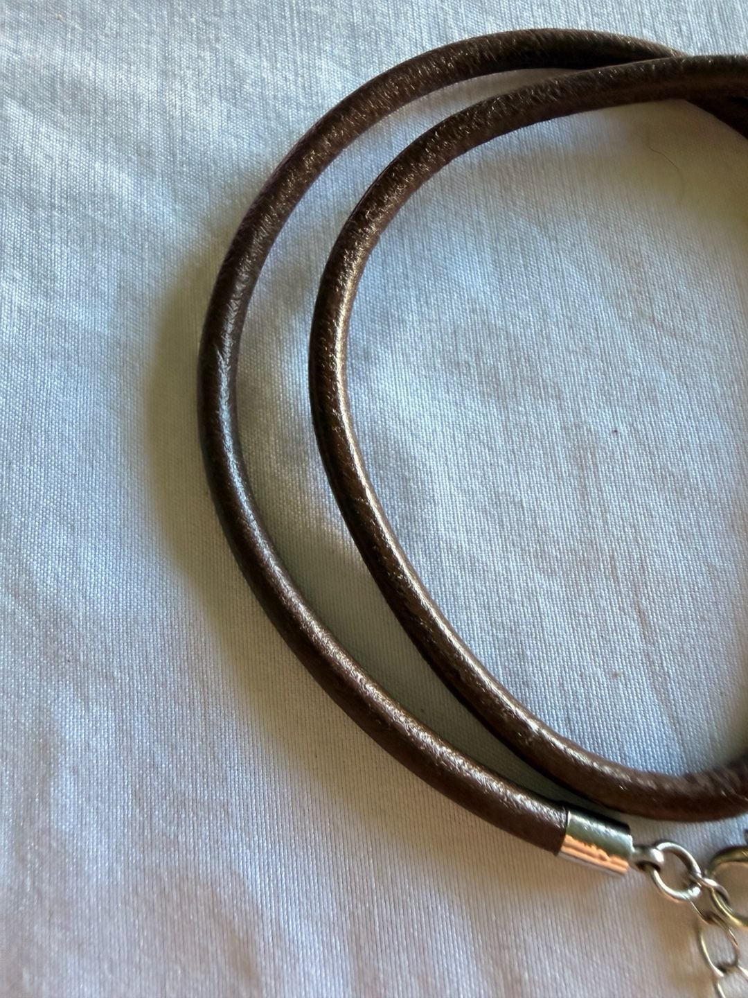 Premier Designs Brown Leather Cord Necklace Silver 5