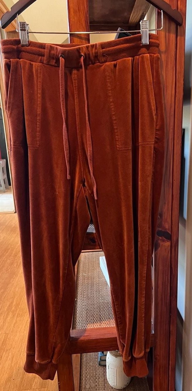 Jane And Delancey Rust Velvet Joggers Brown Large 3