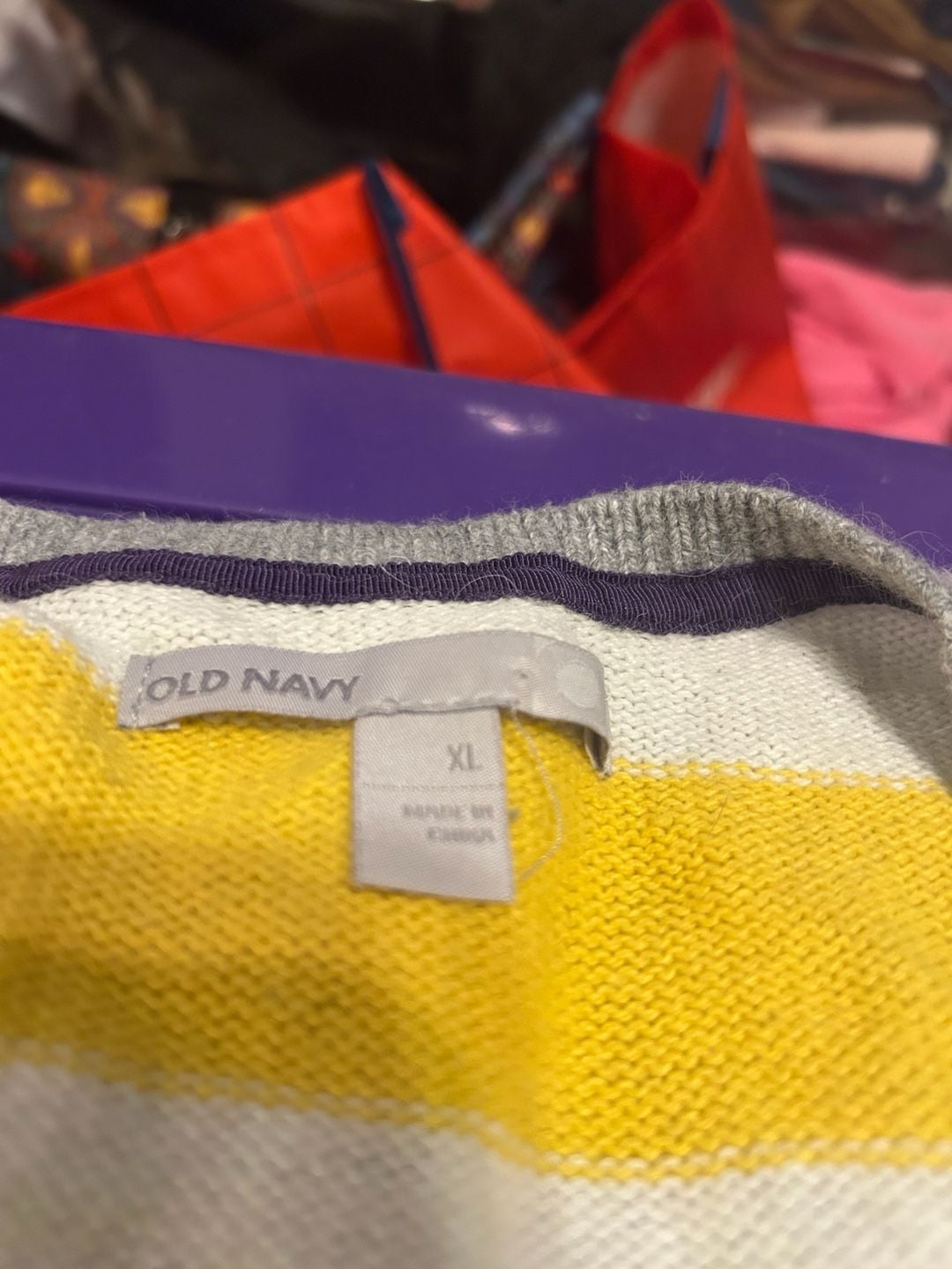 Old Navy V Neck Striped Sweater Size XL Multicolored 2