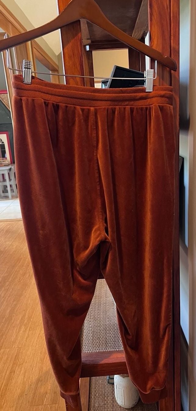 Jane And Delancey Rust Velvet Joggers Brown Large 4